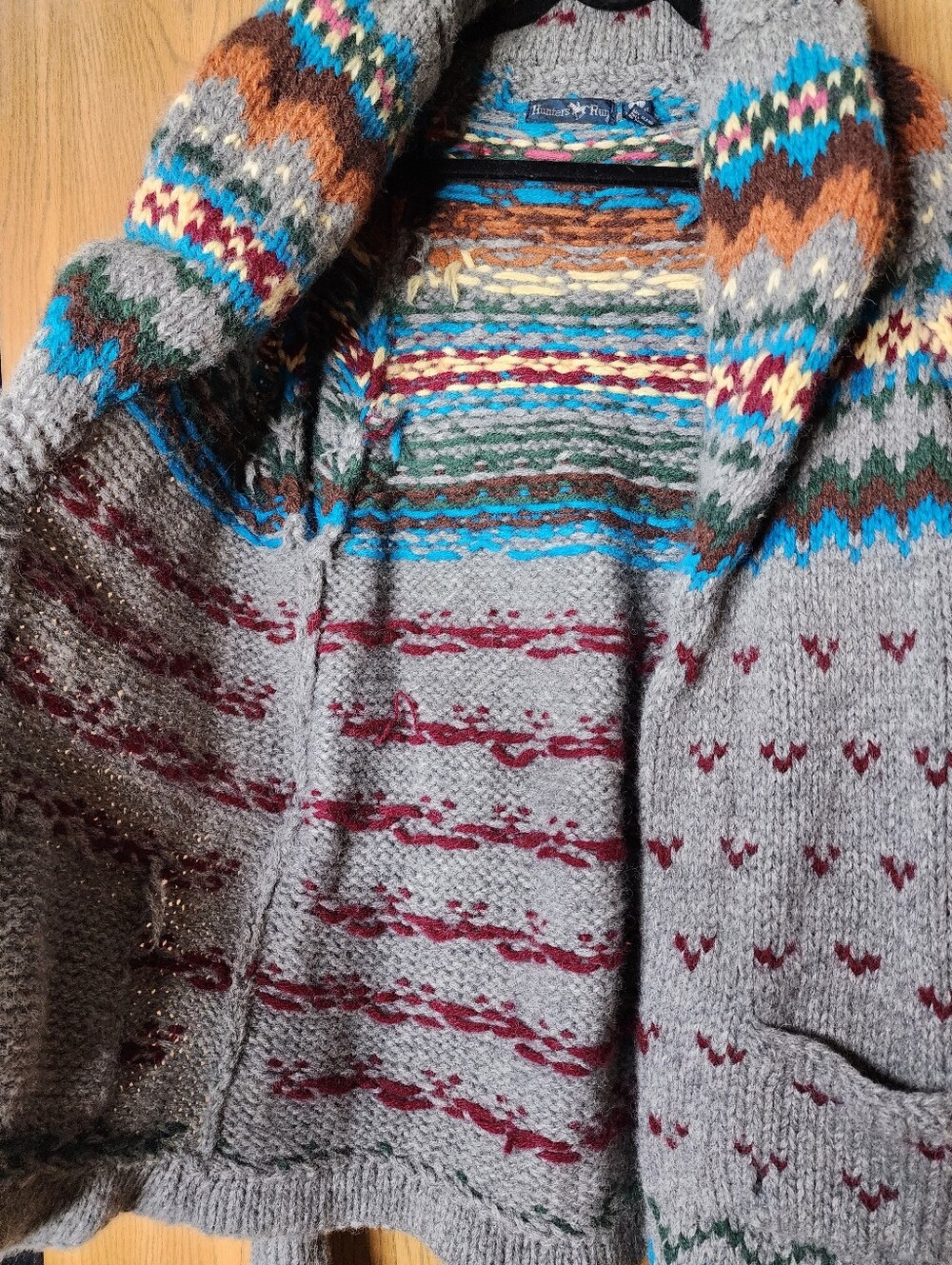Vintage Hunters Run 100% Shetland Wool Collared Cardigan - Picture 6 of 9